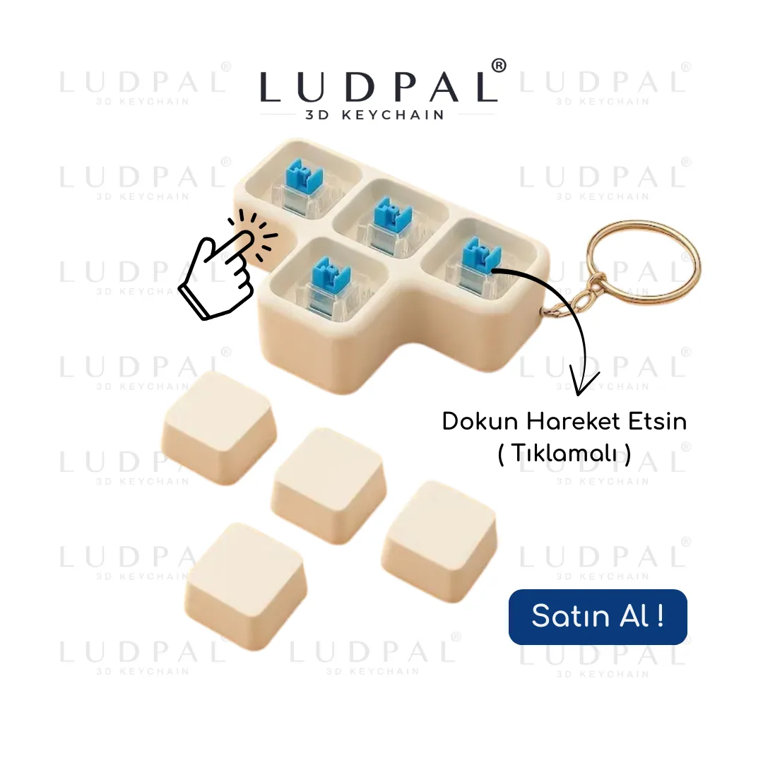 Tıklamalı Mini Klavye Anahtarlık – Mekanik Switch Hissiyatlı Fidget Anahtarlık